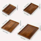Dark Walnut Bamboo Serving Tray Rectangular Vintage Bamboo Composite Water Resistant for Home Restaurant Hotel Display Size S M L XL