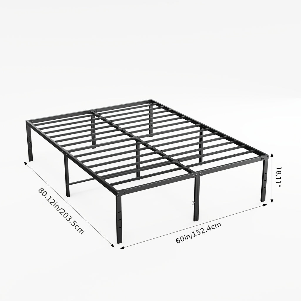 Metal Platform Bed Frame with Steel Slat Support | No Box Spring Needed | Under-Bed Storage | Easy Assembly | Noise-Free | Black | Twin Full Queen King