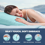 Ice Cooling Pillowcase for Hot Sleepers - Instantly Cool Nylon Elastane Fabric, Stays Cold All Night, Invisible Zipper Pillow Cover, Queen & King Size, White Light Blue Dark Gray Light Brown