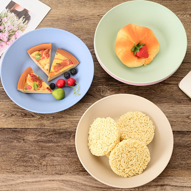 Colorful Wheat Straw Dining Plates 10-Pack – Anti-Drop Reusable Plates, Dishwasher & Microwave Safe for Home & Kitchen