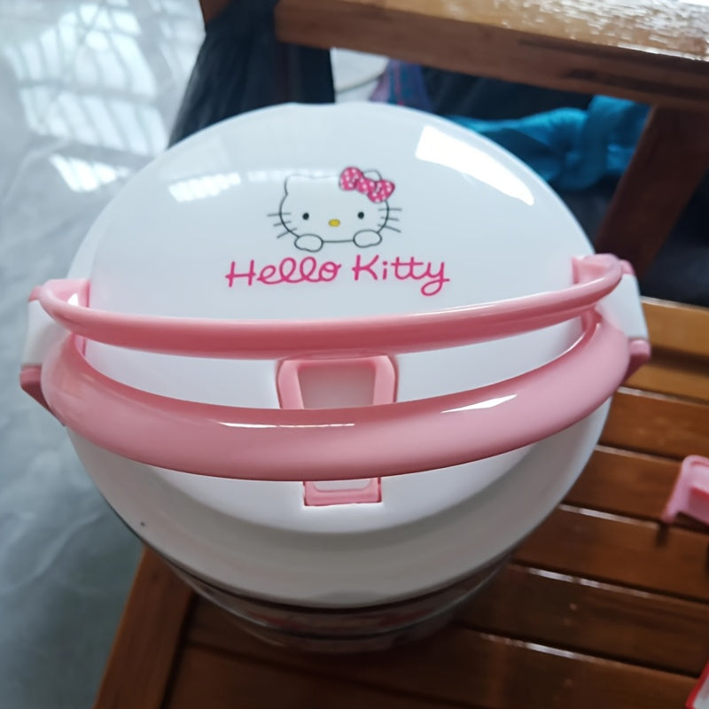 Hello Kitty Stainless Steel Lunch Box Bento Box for Girls - Officially Licensed Sanrio Cute Pink 2-Tier & 3-Layer Portable Lunch Container for School Picnic Kids Women, Food-Safe 304 Steel