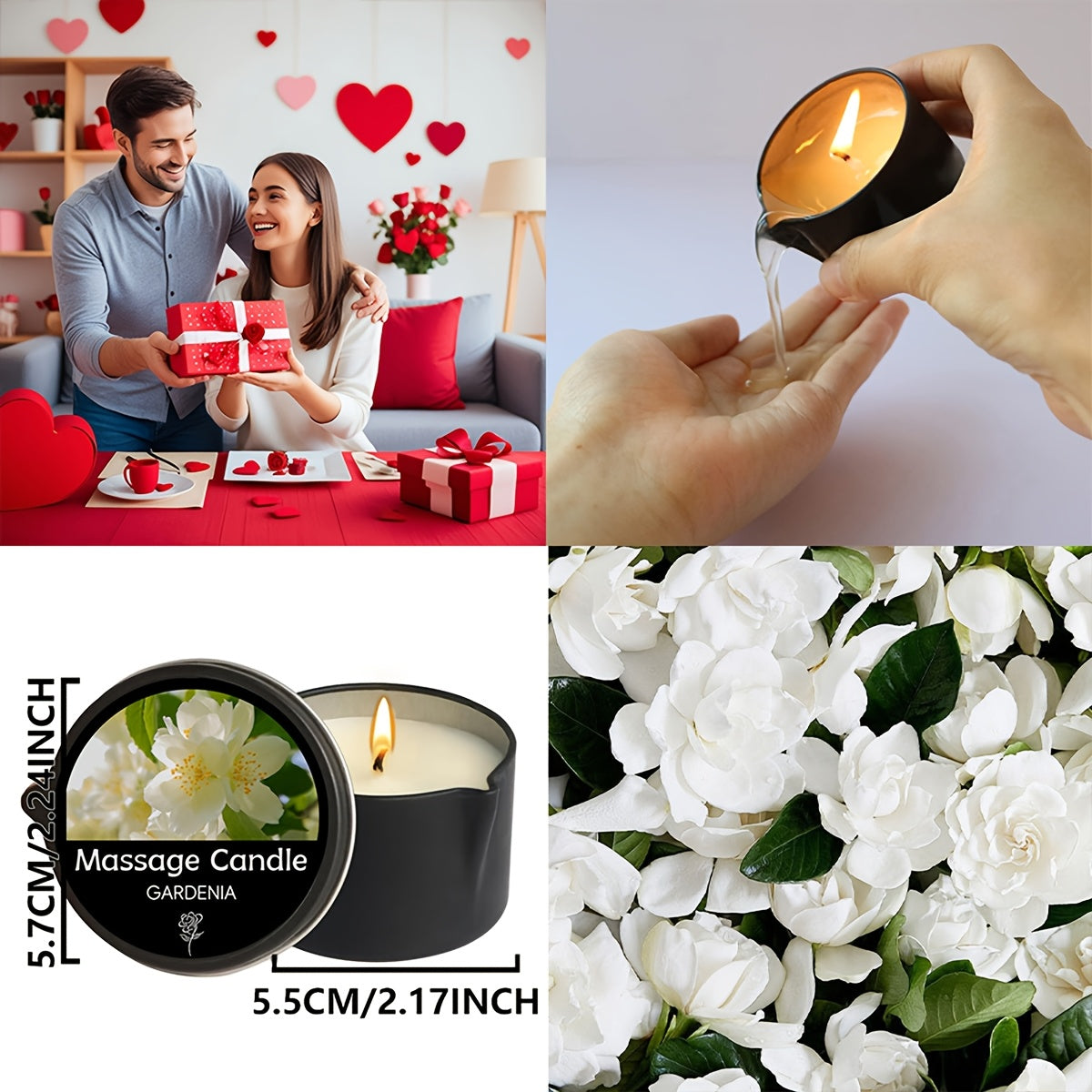 2-in-1 Soy Wax Massage Oil Candle Essential Oil Scented Warm Moisturizing Body Lotion Luxury Spa Candle Gift Set for Women Nail Salon Pedicure Wedding Christmas Valentine 1pc 2pc 6pc 17 Scents