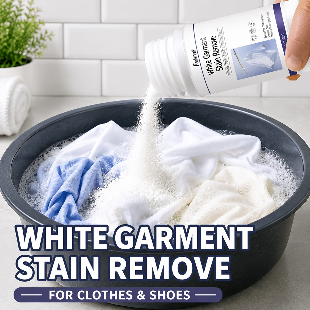 White Fabric Brightener & Yellowing Remover Powder - Color-Restoring Bleaching Agent for White Clothes Anti-Color-Bleeding Whitening Laundry Treatment
