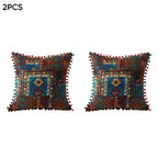 2-Pack Turkish Moroccan Throw Pillows with Inserts Reversible Floral Boho Decorative Pillow 18x18 Inch Polyester Square Cushion Zip Cover for Sofa Couch Bedroom Living Room 7 Colors