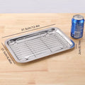Stainless Steel Baking Tray Set with Cooling Rack & Mesh Basket - 12.5x8.6 Inch Cookie Sheet for Oven Baking, BBQ, Roasting & Vegetable Prep, Multi-Use Kitchen Set for Holiday Cooking