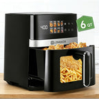 Large Capacity Air Fryer 6QT & 12QT with Visual Window Smart Auto-Cook Anti-Scald Handle for Chicken Fish and More
