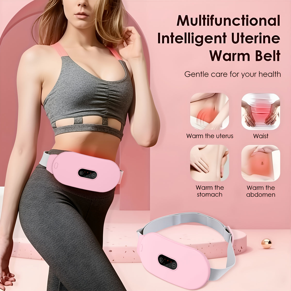Cordless Portable Heating Pad with 6 Heat Levels & 6 Massage Modes – Wearable Electric Cramp Relief & Body Warmer for Women & Men, 4 Colors, Holiday & Valentine's Day Gift