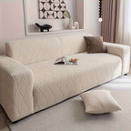 Jacquard Elastic Sofa Cover – Modern Artistic Slip-Resistant Couch Slipcover | All-Season Polar Fleece Furniture Protector for Living Room, Office & Bedroom | Includes Free Pillow Cover | 1-4 Seater
