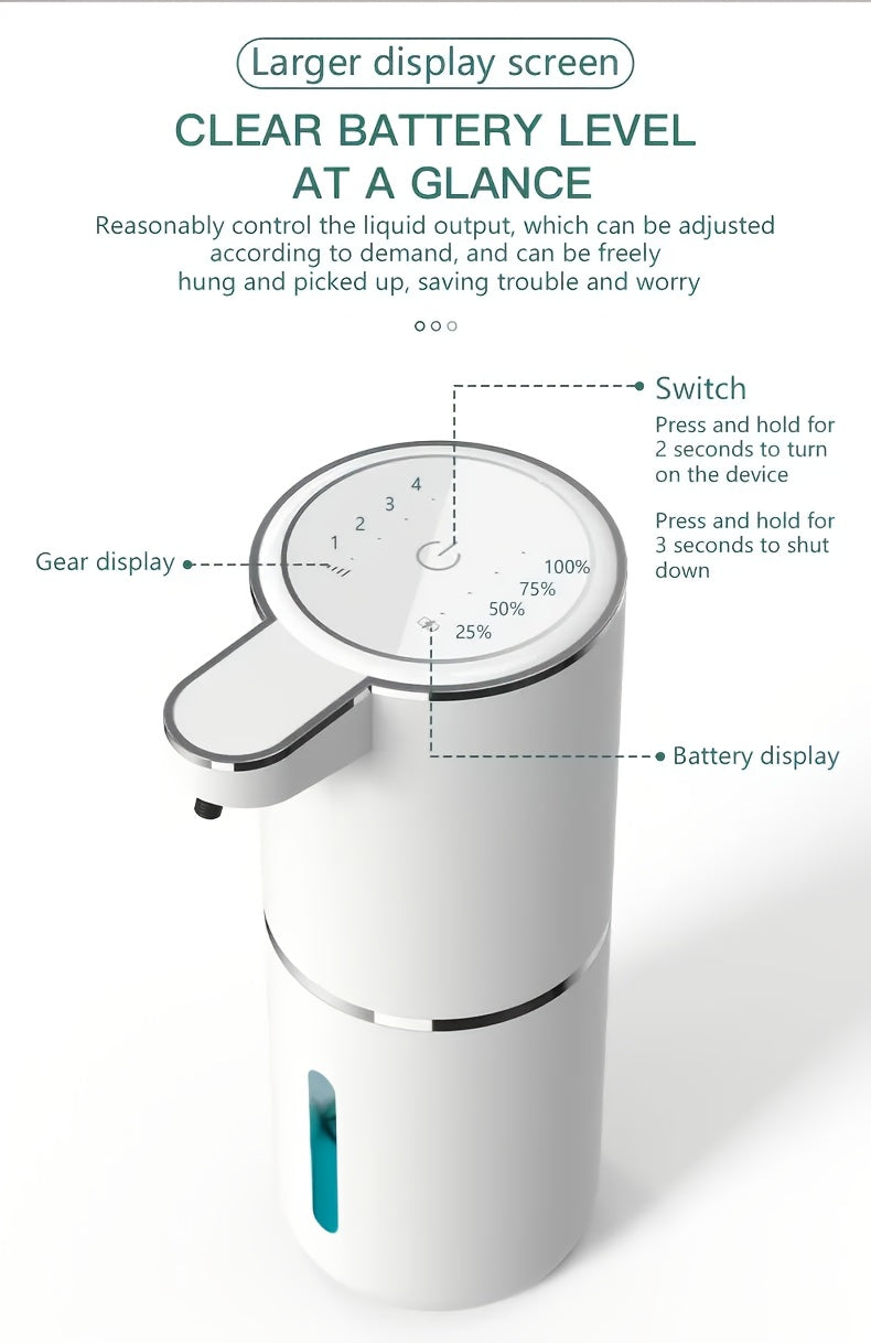 Smart Sensor Automatic Soap Dispenser Nickel Wall-Mount USB Quick Charging with Power Display, 4-Level Adjustable Flow Rate, No-Touch 400ml Foam & Liquid Soap Dispenser for Bathroom Kitchen