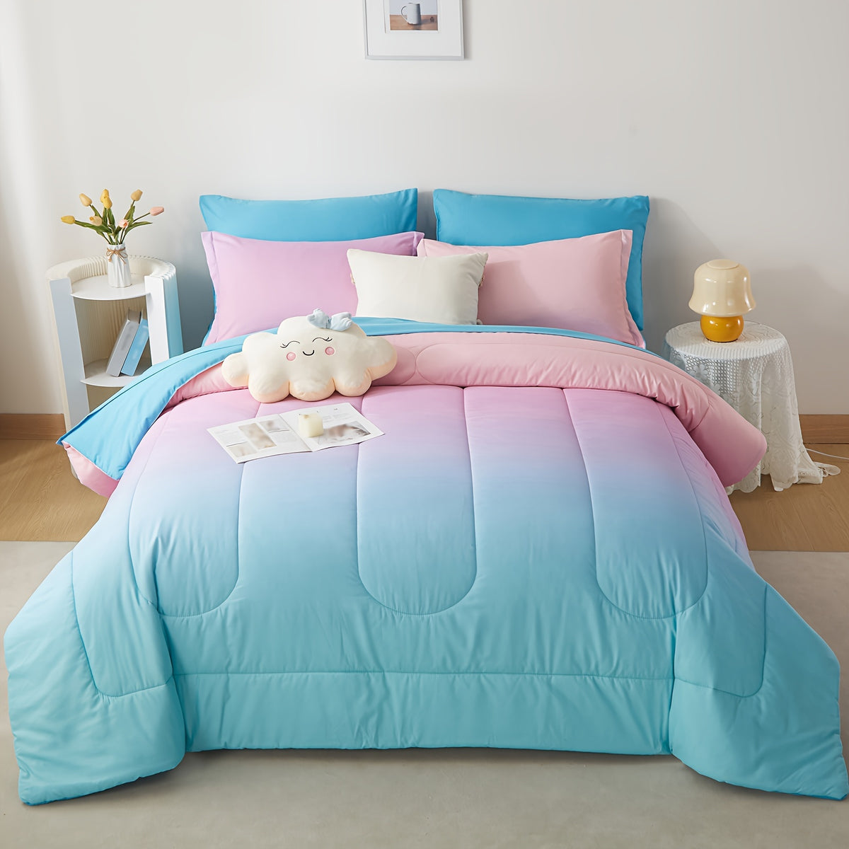 Rainbow Comforter Set – 5/7-Piece Bed in a Bag | Hypoallergenic, All-Season | Twin to King
