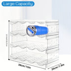 Stackable Water Bottle Organizer 4 Tier Clear – Large Compartment Bottle Holder Rack for Cabinet, Kitchen Organization & Storage, Holds Up to 16 Bottles