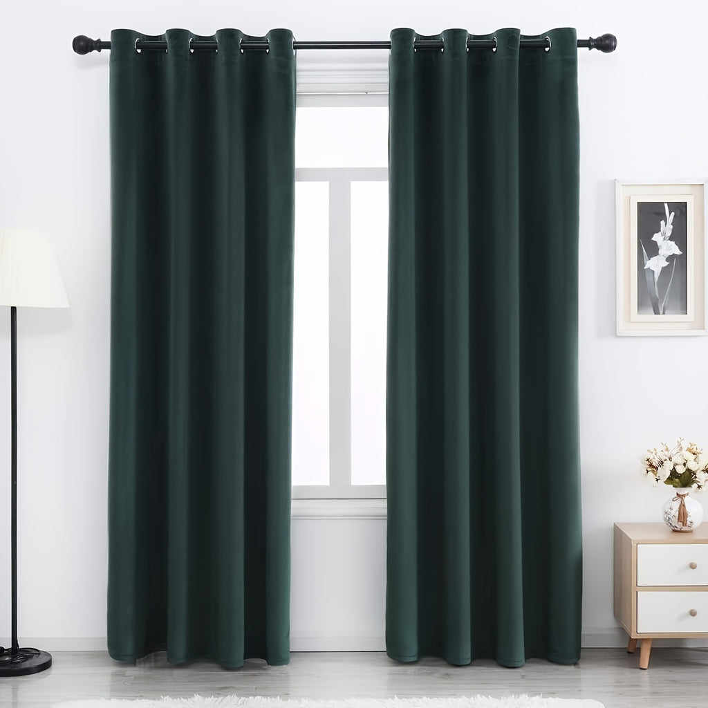 Velvet Curtains 52” Wide – Soft Grommet Thermal Insulated Light Filtering Velvet Window Panels for Bedroom | 2-Panel Set in 14 Colors & 7 Lengths