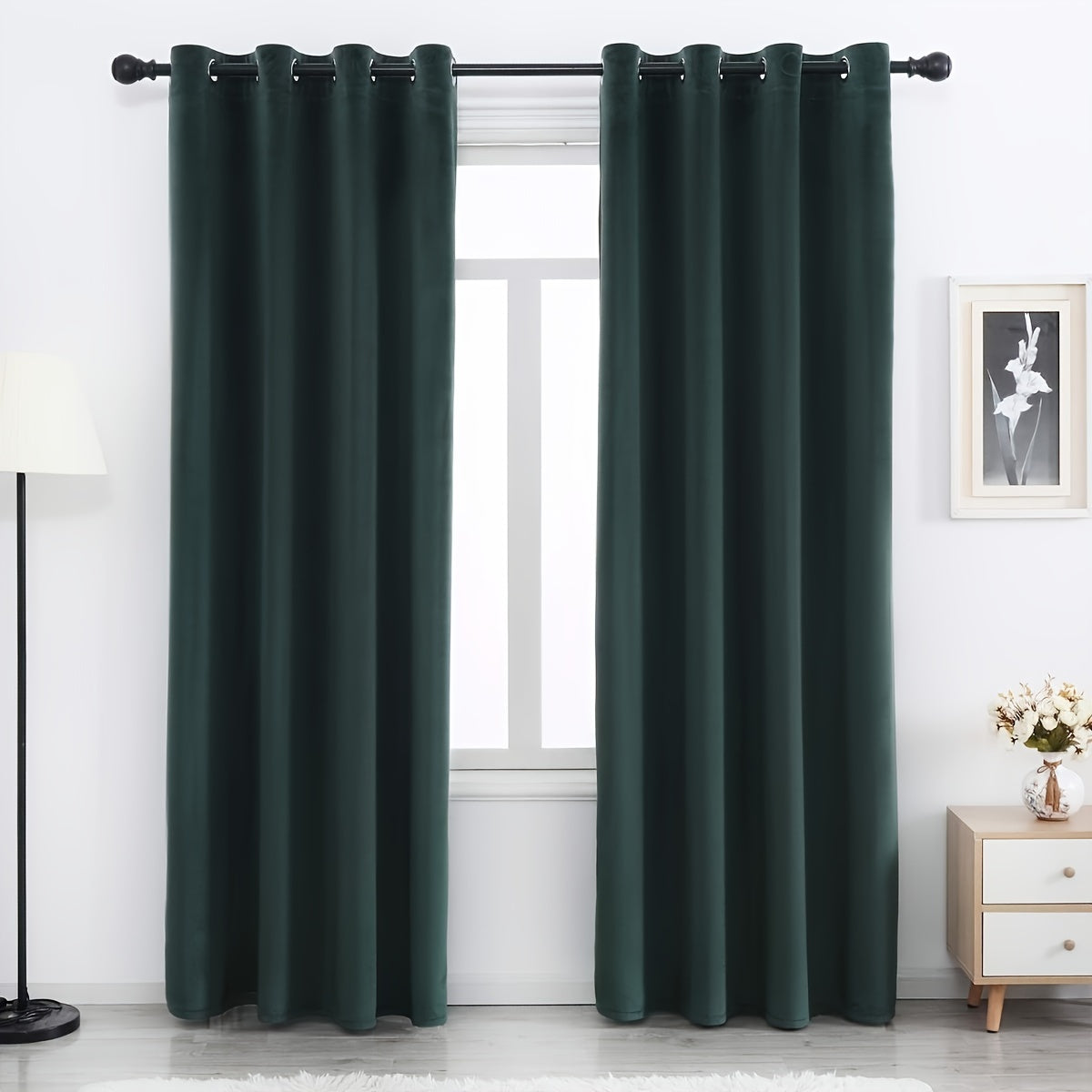 Velvet Curtains 52” Wide – Soft Grommet Thermal Insulated Light Filtering Velvet Window Panels for Bedroom | 2-Panel Set in 14 Colors & 7 Lengths