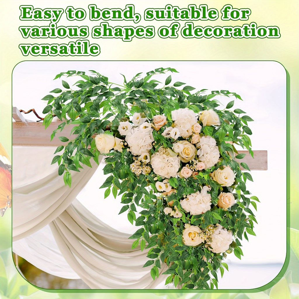 Artificial Bougainvillea Vine Green Leaves 12pcs Faux Italian Ivy for Hanging Wreaths Wedding Arches Bouquet Fillers Table Centerpieces Spring Home Seasonal Decor