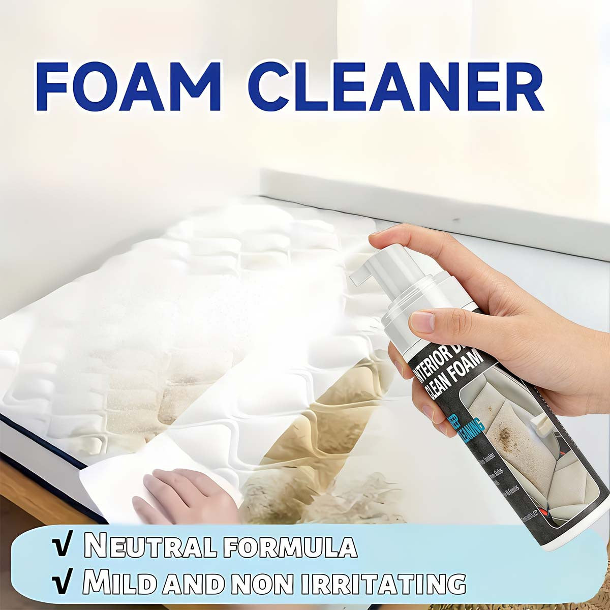 No-Water Fabric & Upholstery Stain Remover 150ml – Safe Dry Cleaner for Sofas, Mattresses, Carpets, Clothing & Curtains, Powerfully Breaks Down Stains, No Rinse Needed, Easy to Use
