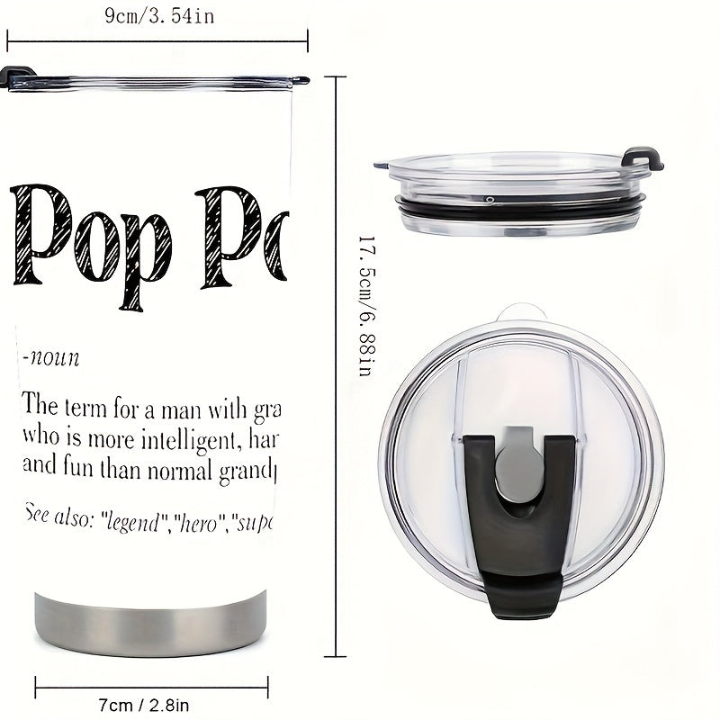 20oz Stainless Steel Travel Mug – Vacuum Insulated Double Wall, Pop-Up Lid, Hot & Cold Drinks, Perfect Gift for Grandpa & Grandfather