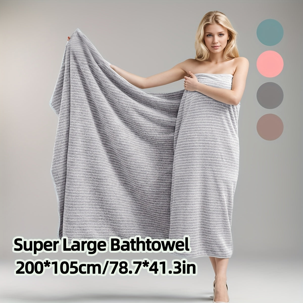 Extra Large Bath Towel 78x41 Inch – Striped Coral Fleece Quick-Dry Space Theme Towel, Absorbent Lint-Free Bath Sheet for Home Beach Outdoor, Holiday Gift