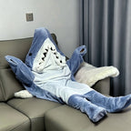 Shark Blanket Onesie Wearable Flannel Sleeping Bag with Hood - Cozy Shark Costume Blanket for Halloween, Shark Week & Parties, Machine Washable Funny Wearable Blanket