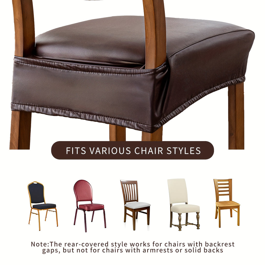 PU Faux Leather Chair & Stool Seat Covers Set of 6 – Wear-Resistant Washable Stretchable Seat Protectors for Home & Restaurant Furniture, Fits Round Stools & Dining Chairs