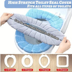 Soft Toilet Seat Cover Set 5 Pcs, 12-Inch Fabric Lid & Tank Cover, All-Inclusive Machine Washable Design, Skin-Friendly Elastic Fit for Standard Toilets – Beige, Gray, Green, Blue, Pink