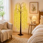 Willow Tree Floor Lamp LED Lighted Artificial Weeping Willow USB Powered Warm White Indoor Tree Light for Home Bedroom Living Room Mother's Day Decor