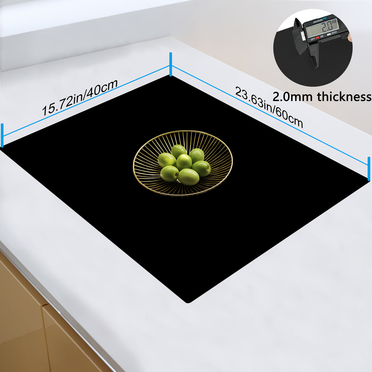 Silicone Kitchen Counter Mat Extra Large, Nonslip Heat Resistant Countertop Protector, Nonstick Waterproof Craft Mat & Table Placemat, Multi-Size in Gray, Black & Translucent
