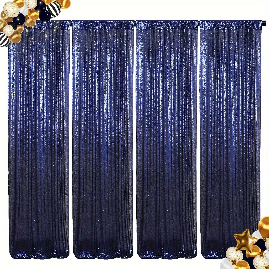 Sequin Curtains Backdrop 4 & 6 Panels 2x8FT - Shimmer Glitter Party Backdrop Curtain for Wedding Birthday Bachelorette Photo Booth, 25 Colors Reusable Event Decoration