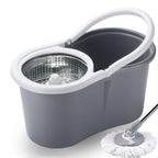 360° Spin Mop and Bucket Set with Wringer – Stainless Steel Extended Handle Spinning Mop Bucket System with 4 Microfiber Mop Refills for Hardwood Tile & Laminate Floor Cleaning