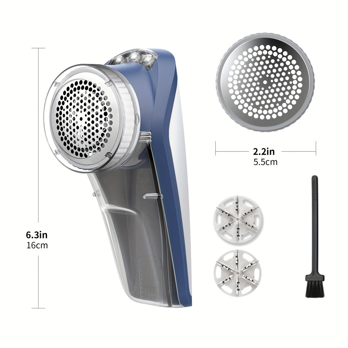 Electric Fabric Shaver Lint Remover Battery Operated Portable Lint Roller with LED Light 2 Replaceable Blades Pilling Remover for Clothes Sweaters Blankets Couch in Blue