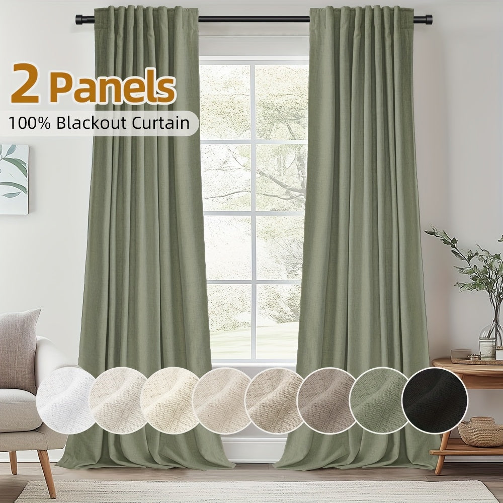 Back Tab Blackout Curtains 2 or 4 Panels – 100% Light Blocking Thermal Insulated Window Drapes for Living Room, Bedroom & Office, 50"W Multiple Lengths, 9 Colors