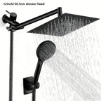 High Pressure Shower Head with Handheld Combo 9-Spray Settings 8 10 12 Inch Rainfall Stainless Steel Hose Adjustable Bracket Chrome Black