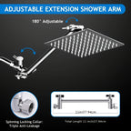 High Pressure Shower Head with Handheld Combo 9-Spray Settings 8 10 12 Inch Rainfall Stainless Steel Hose Adjustable Bracket Chrome Black