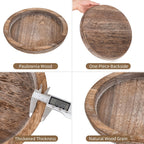 Rustic Round Wood Decorative Tray – Distressed Farmhouse Wooden Tray for Coffee Table, Ottoman, Living Room & Kitchen Counter Decor, Candle Holder Base & Boho Home Styling