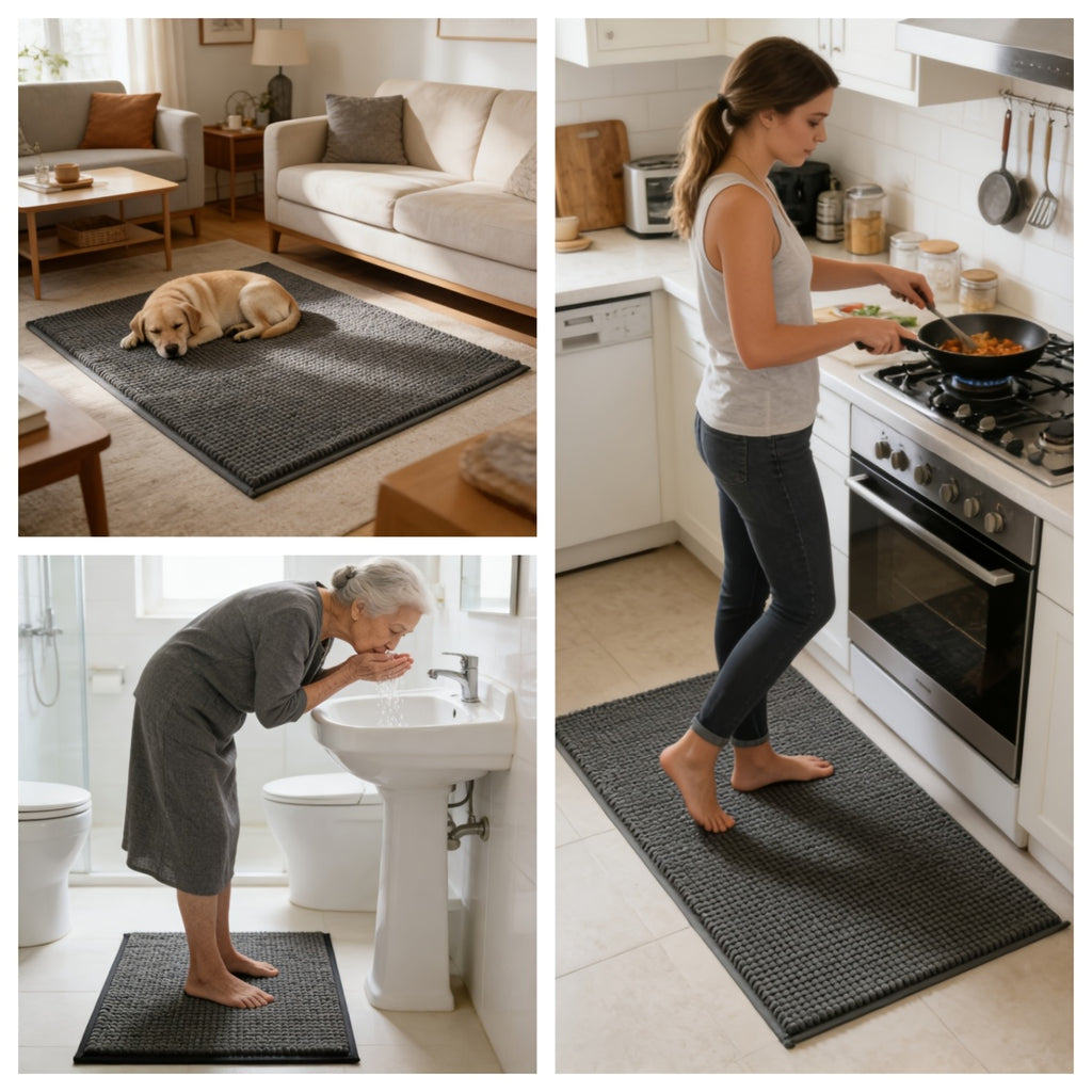 Super-Absorbent Microfiber Dog Door Mat, Slip-Resistant Washable Pet Rug, Quick-Dry Mud & Paw Trapping, Machine Washable Indoor Outdoor Entrance Mat