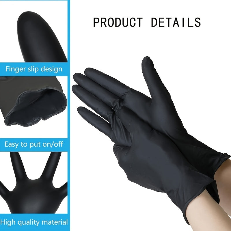 Black Disposable Nitrile Gloves 500PCS 6.7 Mil Thick Latex-Free & Powder-Free – 5 Boxes of 100, Textured Grip for Cooking, Food Handling, Cleaning & Hair Coloring, S/M/L/XXL