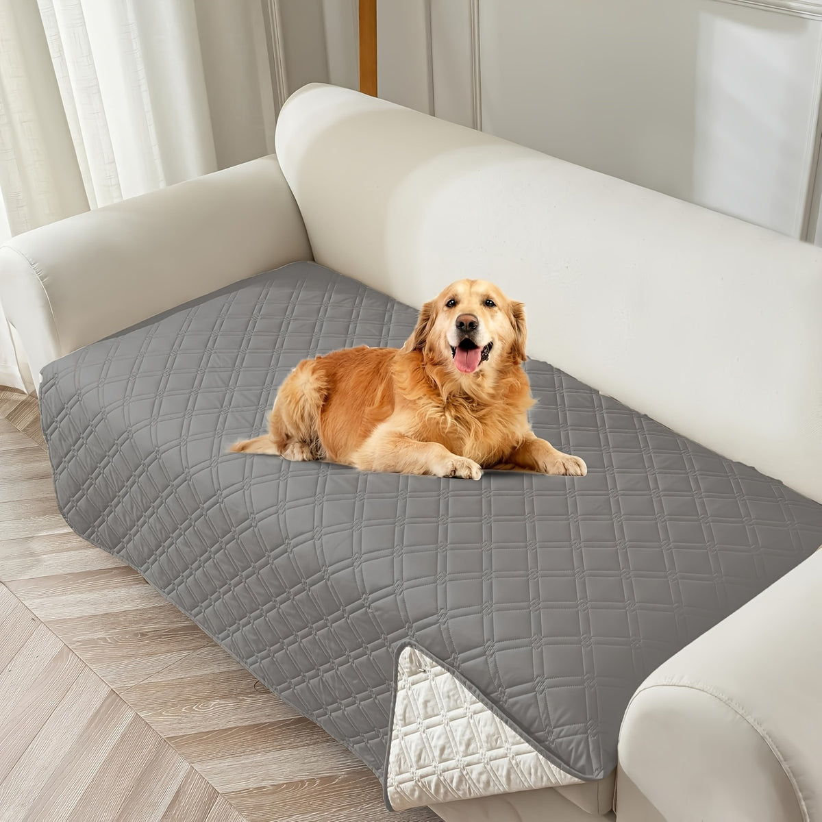 L-Shape Sectional Sofa Cover Non-Slip Machine Washable Chaise Lounge Slipcover Pet-Friendly Loveseat 3-Seater Right Chaise 9 Colors