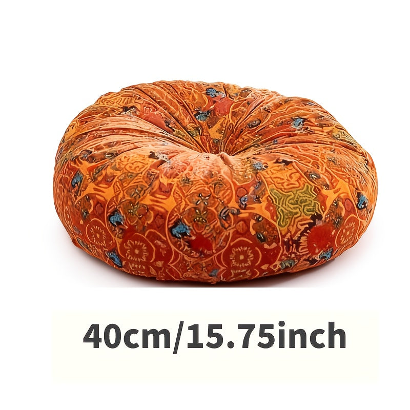 Boho Round Floor Cushion Pillow Thick Filling - Bohemian Decorative Accent Pillow for Sofa Living Room Bedroom, 6 Colors, 2 Sizes