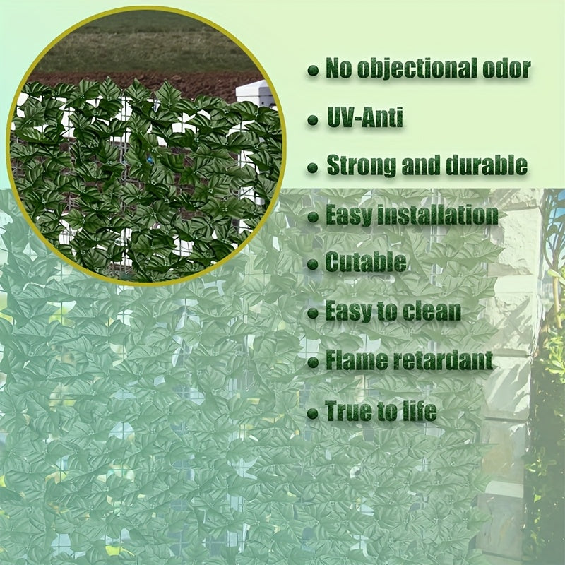 UV Resistant Artificial Ivy Privacy Fence Screen Faux Hedge Wall Panels Fake Ivy Vine Leaf Green Backdrop for Outdoor Garden Patio Balcony Backyard Indoor Decor Multiple Sizes