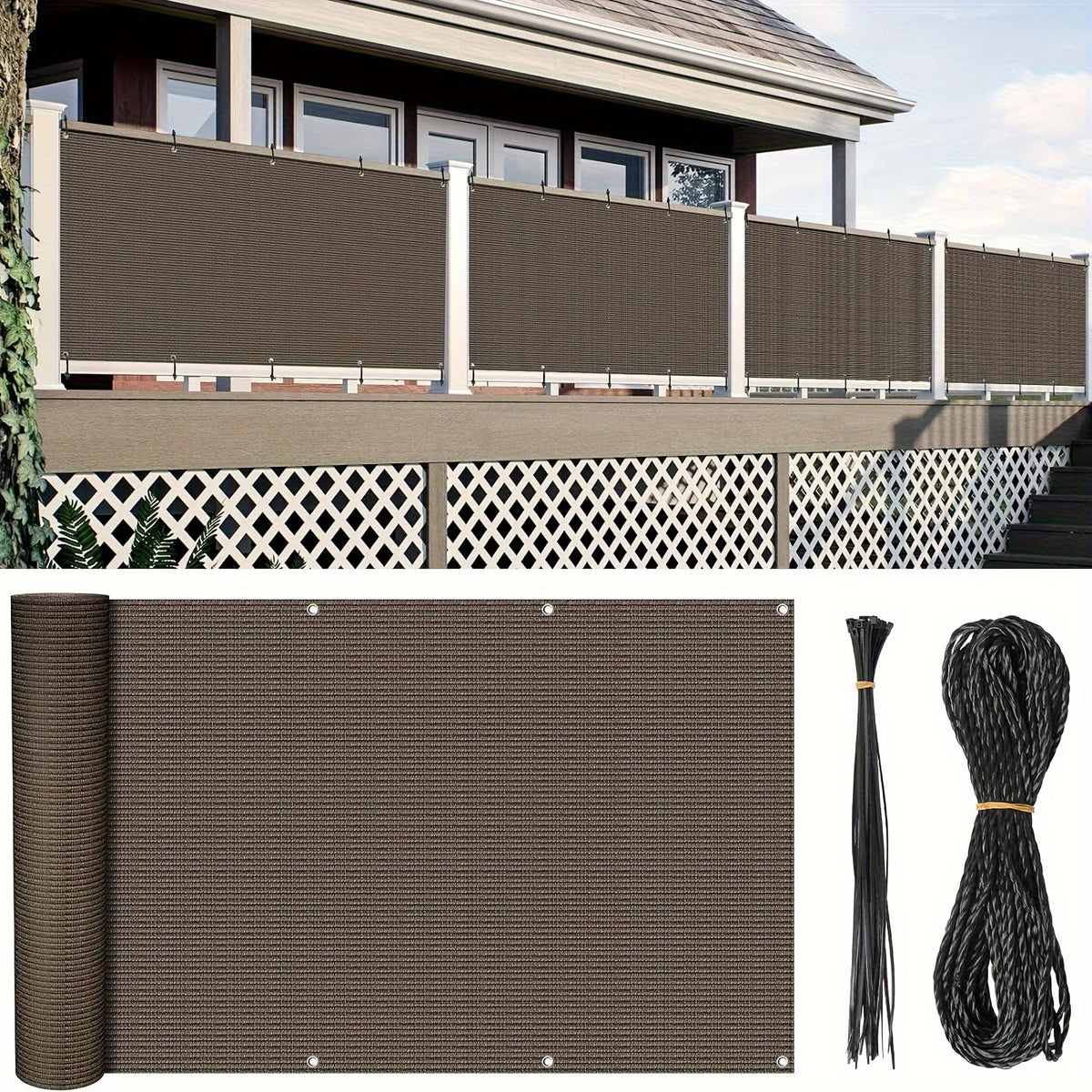 Balcony Privacy Net 3x16ft Fence Cover Mesh Shade Net Windproof Sun Shade Outdoor Screen for Patio Fence Backyard Porch 9 Colors