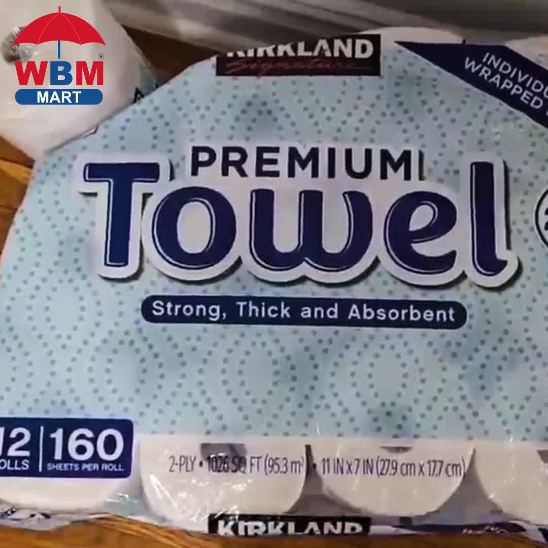 Premium Big Roll Paper Towels 2-Ply Select-a-Size 160 Sheets Per Roll – Highly Absorbent, Individually Wrapped for Kitchen, Bathroom & Household Cleaning, 6-Roll or 12-Roll Value Pack