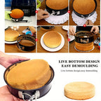Non-Stick Springform Cake Pan Set - Carbon Steel Round & Heart-Shaped Baking Pans with Removable Bottom, Easy-Release, 3pc or 6pc Set, Black