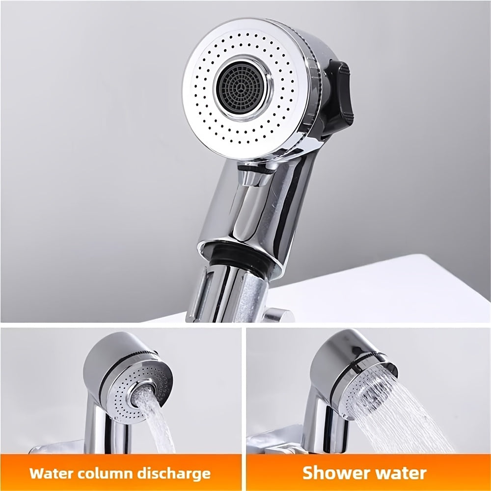 Handheld Shower Head Kit with Bracket, Diverter & Telescopic Hose – High-Pressure Faucet Adapter Shampoo Spray Set for Bathroom Sink, Travel & Portable Shower Use