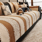 Plush Couch Cover Non-Slip Washable Sofa Cushion Pad for 2/3/4 Seat Sectional L-Shape Couch | Pet & Kid Friendly Furniture Protector Slipcover, Black Gray Brown