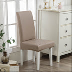 Dining Chair Covers Waterproof PU Leather Stretch Slipcover Set of 4 or 6 | Oil-Proof Universal Chair Protector for Dining Room Kitchen Hotel, 9 Colors