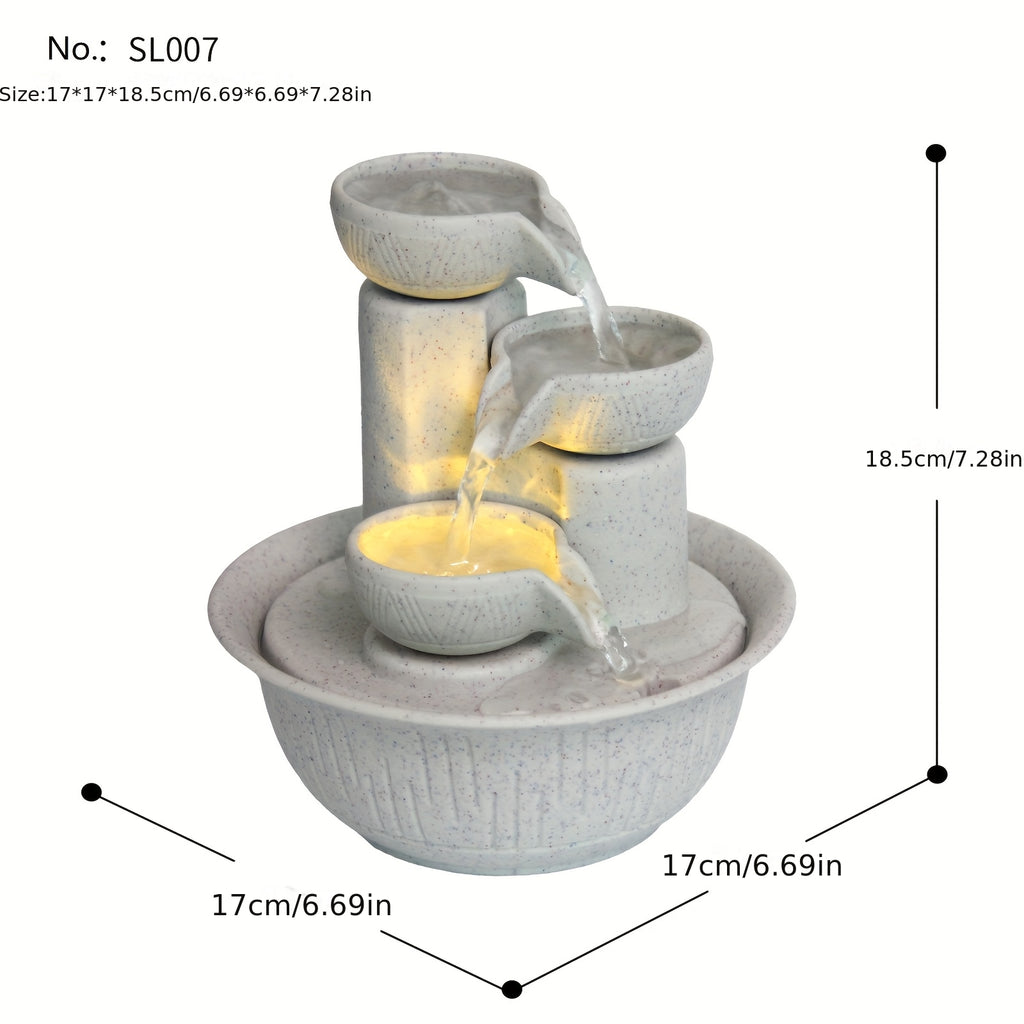 Desktop Water Fountain USB Powered Waterfall Humidifier – Relaxing Indoor Tabletop Decor for Office Home, Creative Gift for Christmas Valentine Halloween