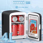 Portable Mini Fridge 15 Can 10 Liter Cooler with AC & DC Adapters – Compact Skincare & Beverage Refrigerator for Bedroom, Dorm, Office & Car – 1.06 or 2.64 Gal