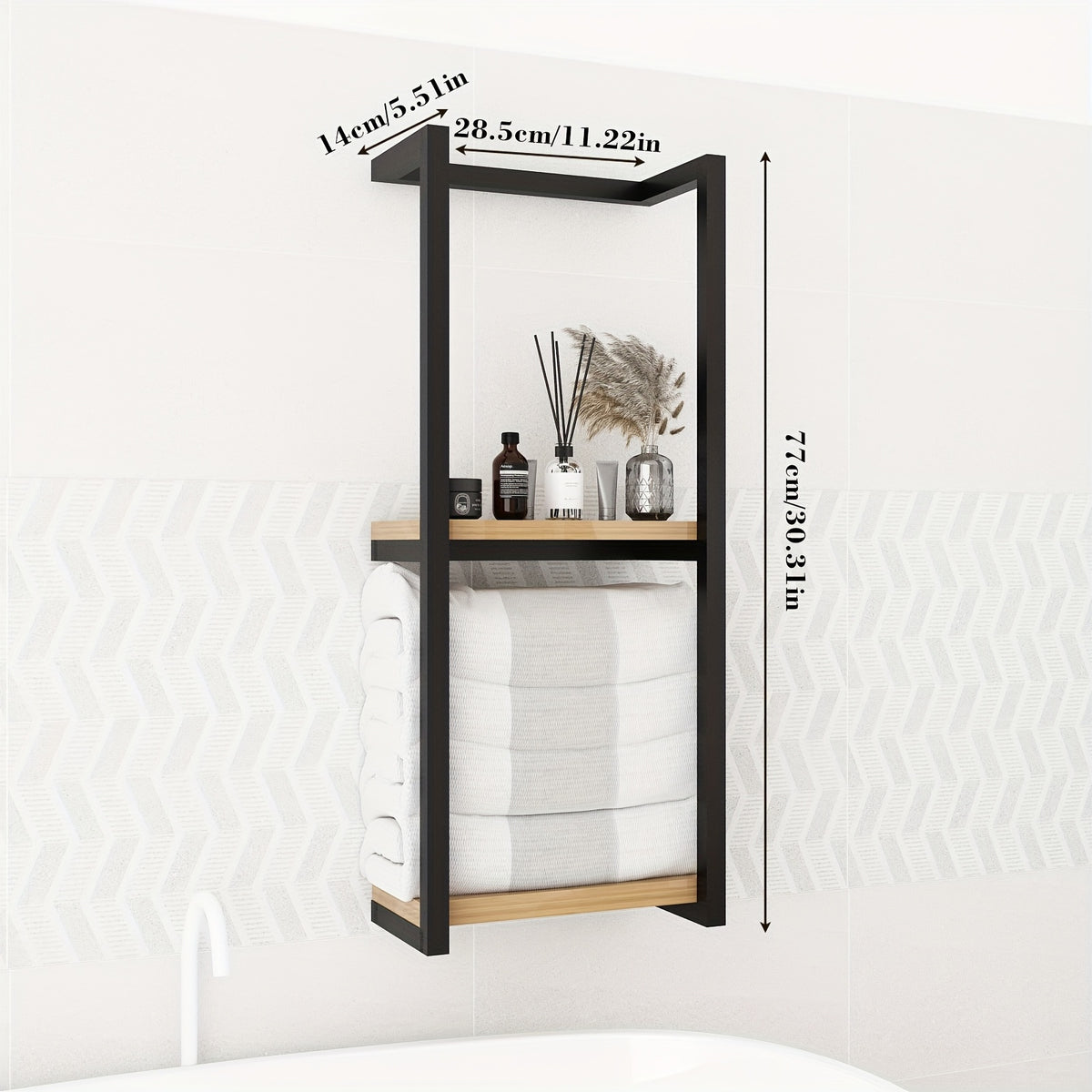 2-Tier Wall-Mounted Metal Towel Rack Double Layer, Modern Space-Saving Bathroom Towel Holder for Bathroom, Bedroom & Kitchen – 1 or 2 Pack