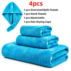 Microfiber Bath Towel Set 4 or 8 Piece – Extra Large 71×35” Ultra-Soft Quick Dry – Includes Bath Towel, Hand Towels, Washcloths & Hair Drying Cap for Bathroom, Hotel & Gym