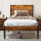 Metal Frame Bed Frame with Headboard No Box Spring Needed, Sturdy Wood Slats Support 800 lbs, Twin Full Queen, Bedroom Platform Bed