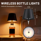 Wireless LED Bottle Lamp Touch Control USB Rechargeable 2400mAh IP44 Waterproof 3-Color Mood Light for Bedroom Bar Party Wedding Garden – Cordless Bottle Stopper Night Light